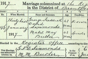 George and Mabel marriage certificate
