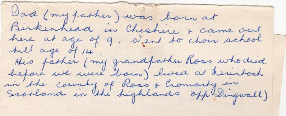 A note from my grandmother, attached to a photo of William Ross