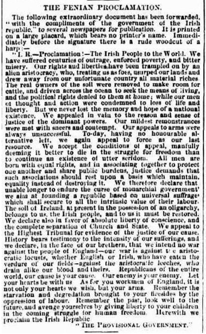 1867 Fenian Proclamation